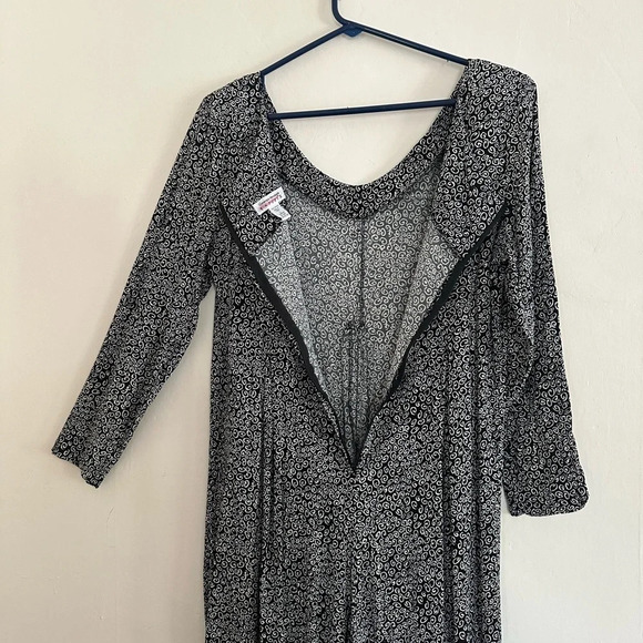 Vintage 90s Express Campagnie Intl Jumpsuit Sz M/L Black Swirl Grunge Wide Leg - Picture 8 of 8